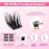 FindLove Self Adhesive Eyelashes No Glue Needed False Lashes Natural Look Lash Extensions Reuseable Self Adhesive Lashes Waterproof Wispy Fluffy Lashes with Tweezer