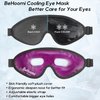 BeHoomi Cooling Eye Mask, Gel Eye Mask Cold Compress for Eyes, Reusable Eye Ice Pack, Cool Relaxation, Comfort Snug Fit, No Freeze, Eye Cover Ice Mask for Home, Office, 2PCS, Black & Purple