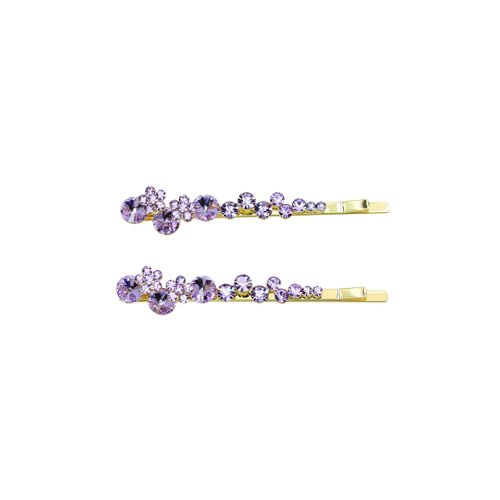 Faship A Pair Of Violet Light Purple Swarovski Crystal Floral Hair Clips Pins 2 Pcs