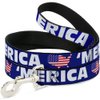 Dog Leash Merica USA Silhouette Blue White Us Flag 4 Feet Long 0.5 Inch Wide