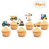 Construction Cupcake Toppers Dump Truck Tractor Excavator Car Decorations for Kids Birthday Party Supplies Cake Picks 48pcs