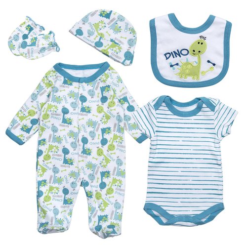 Reborn Baby Dolls Boy Clothes Blue Outfits 20-22 inch Newborn Reborn Dolls Clothes Dino 5 Pieces Suits