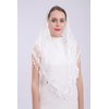 Cilkus Lace veil Mantilla veil Shawl or Scarf Latin Mass Head Cover with Fringed lace (White)