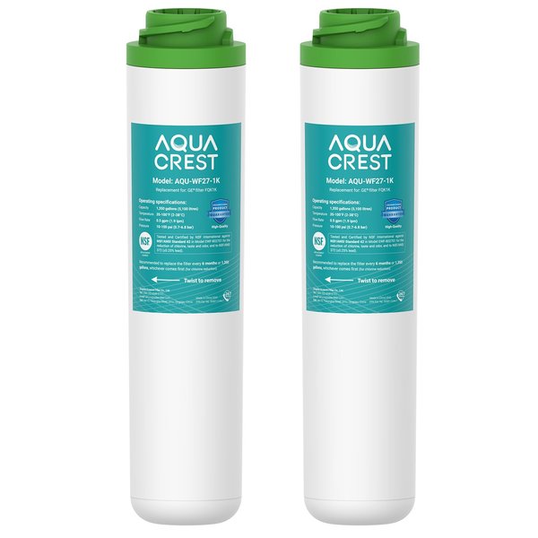AQUA CREST FQK1K Under Sink Water Filter, 1350 Gallons, Replacement for GE FQK1K, FQK2J, GXK185K and GX1S50R (Pack of 2)