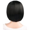 MapofBeauty 12" / 30cm Popular Natural Short Straight Wigs Flat Bangs Wigs-Black-Ladies