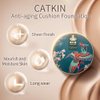 Catkin Phoenix Cushion Foundation Buildable Coverage Anti-Aging Serum Makeup, Sheer Satin Finish, Refill Included, Light Beige 0.46 Oz x 2, C01 Natural Beige