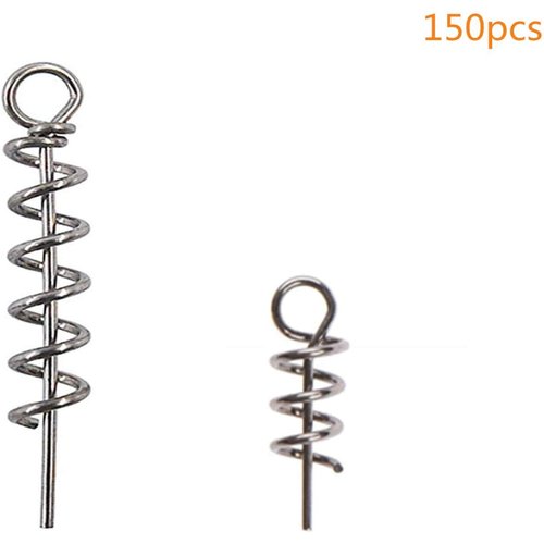 Drchoer 150Pcs/Box Fishing Crank Hook Centering Pin Fishing Baits Lure Rigs Fixed Latch Needle Spring Twist Lock (0.6"&1.4")