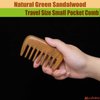 Moreinday Wooden Comb, Green Sandalwood Comb for Women Men, Wood Wide Tooth Comb, Wood Hair Comb, Hair Growth, Massage Scalp, Natural Material, Portable, 3.7x2 Inch
