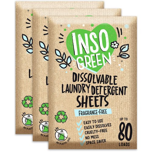 Unscented Laundry Detergent Sheets (3Pack 240Loads)- Eco Laundry Sheets Detergent - Zero Plastic Packaging Washing Detergent Sheets - Fragrance-Free Laundry Sheets & Travel Laundry Detergent-120Sheets