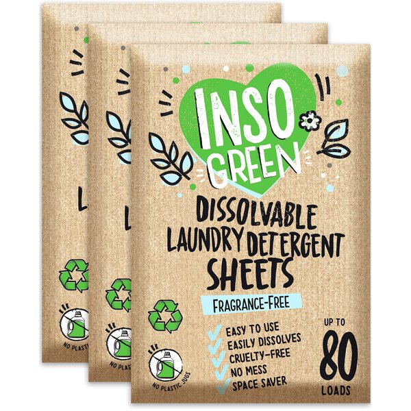 Unscented Laundry Detergent Sheets (3Pack 240Loads)- Eco Laundry Sheets Detergent - Zero Plastic Packaging Washing Detergent Sheets - Fragrance-Free Laundry Sheets & Travel Laundry Detergent-120Sheets