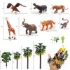 QuarenDen 49Pcs Rainforest Animals Figures, Model Scenery Kit, Jungle Animals Figures, Model Trees for Pinata Fillers, Boys Girls Educational Toys, Party Favors