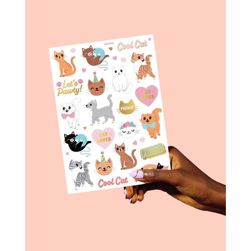 xo, Fetti Cat Temporary Tattoos for Kids - 42 Glitter Styles | Animal Birthday Supplies, Pet Lover Party Favors, Meow Arts and Crafts