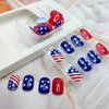 24 Pcs Independence Day Press on Nails Short Star False Nails 4th of July Glue on Nails American Flag Glossy Designs Fake Nails Red Natural Full Cover Stick on Nails for Patriotic Woman Manicure Decor