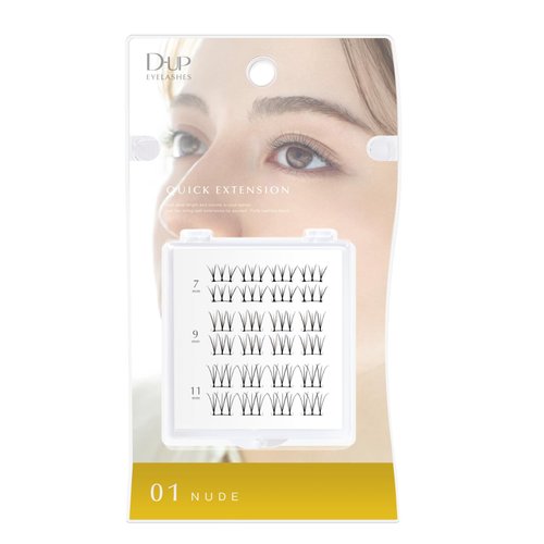 D-UP 3-Type Quick Extension False Eyelashes, False Lashes for Nature Look Eye Look, Japanese Natural Looking Fake Eyelashes for All-Day Long Lasting Wear, Lightweight & Easy to Apply, 24 pcs, 01 Nude