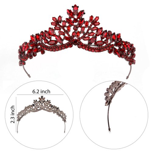 LIMELIA Burgundy Princess Tiara - Sparkling Rhinestone Hair Accessory, Ideal for Girls' Birthday Parties and Pageants