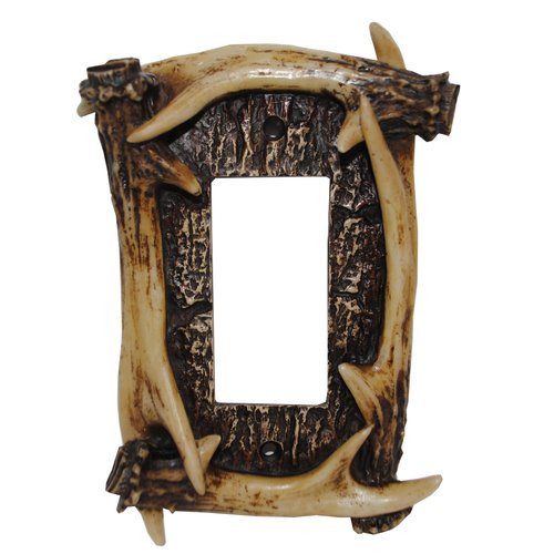 Paseo Road by HiEnd Accents Antler Single Rocker Wall Plate, Brown 5x3.5 inch Decorative Light Switch Cover, Rustic Western Cabin Lodge Style Outlet Cover