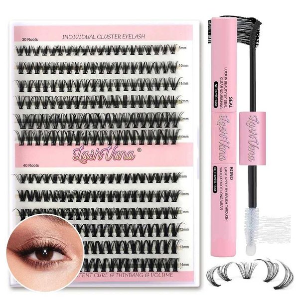 Generic False Eyelashes Cluster with 0.8mm-14mm mix Curl, Light Lashes Brand, 30D-40D Shape, Individual cluster eyelash,70 roots, Black