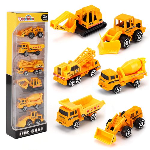 Alloy Truck Mini Pocket Size Construction Models Play Vehicles Toy Trucks for Boys Age 2 3 4,Kids Party Favors Cake Decorations Topper Birthday Gift,6Pcs Set
