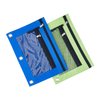 3 Ring Binder Pencil Pouchs, Zippered Pencil P9ouch Double Pocket Pencil Pouch 3 Ring with Clear Window (Blue&Green 2pack)