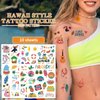 Hawaiian Temporary Tattoos, Luau Themed Fake Tattoos for Kids, 10Sheets Summer Pool Tropical Beach Waterproof Temporary Tattoo Stickers Summer Party Decorations Supplies for Kids and Adults
