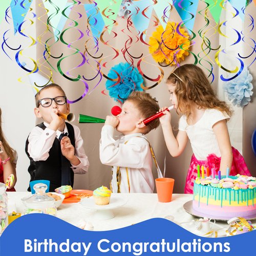 36 Pcs Colorful Hanging Swirl Party Decorations Ceiling Streamers Party Decorations, Spiral Ceiling Hanging Decor for Birthday Wedding Baby Shower Graduation Celebration Party Supplies(Rainbow)