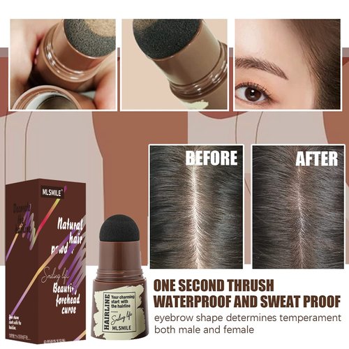 Eyebrow Stamp Stencil Kit,One Step Brow Stamp Shaping Kit, 3 in 1 Hairline Shadow Powder with 24 Reusable Eyebrow Stencils Hair Root Dark Brown