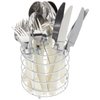 Gibson Sensations 16-Piece Stainless Steel Flatware Set with Metal Caddy, White