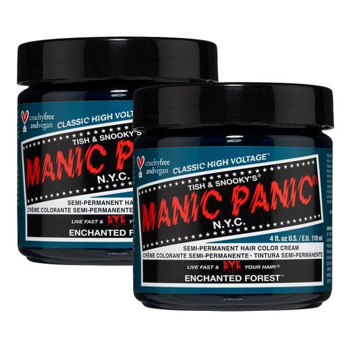 Manic Panic Enchanted Forest Hair Dye – Classic High Voltage - (2PK) Semi-Permanent Hair Color - Deep, Teal Green Shade - For Dark & Light Hair – Vegan, PPD & Ammonia-Free - For Coloring Hair