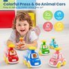 Press and Go Car Toys for Toddlers 1-3, 6 Pack Animal Baby Car Toys for 1 2 Year Old Boy, Push Go Friction Vehicle Toys for Infants 6-9-12-18 Months, One First Birthday Gifts for Boys Girls
