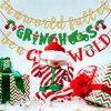 FOZEE Christmas Banner, Christmas Vacation Banner, Pre-strung Christmas Party Decorations, Gold, Red and Green Glitter