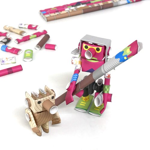 PIPEROID Andy & Pino Art Prodigy & Wooden Doll - Japanese 3D Paper Puzzle DIY Robot kit for Kids and Origami Kit for Adults