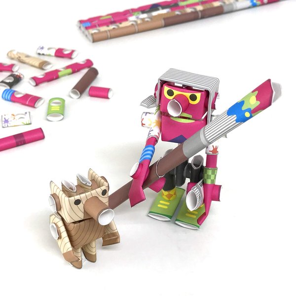 PIPEROID Andy & Pino Art Prodigy & Wooden Doll - Japanese 3D Paper Puzzle DIY Robot kit for Kids and Origami Kit for Adults