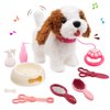 Arkyomi Walking Dog Toy with Remote Control Interactive Dog Toy Leash Plush Pets Puppy Doy Toy with Walking Barking Singing Shaking Tail Pretend Dress Up Dog for Boys & Girls