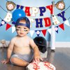 Happy Birthday Banner for Baseball Birthday Decorations, Sports Theme Birthday Party Supplies, Baseball Pennant Bunting Party Supplies for Boys (Red White and Blue)