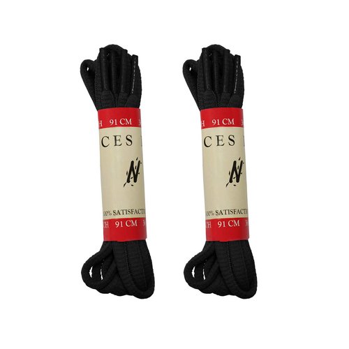 NIVZIV TWO PAIR PACK Durable Oval Athletic Shoelaces (6.5 mm Diameter) 45" (114 cm), Black