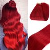 22" Long Straight Red Tape in Human Hair Extensions,Hot Red Tape in Extensions 60grams 20pcs Silky Soft Tape 100% Remy Hair Extensions for Women