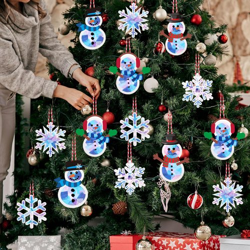 Motipuns 24 Set Snowflakes Paper Craft Kit DIY Winter Christmas Snowflake Paper Cutouts Make Your Own Snowflake Suncatcher Snowflakes Party Decoration for Winter Home Activities