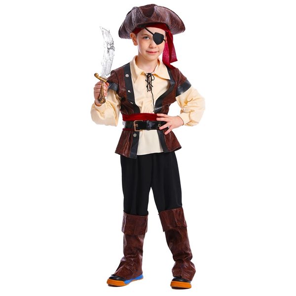 KalcyKizz Boys Rustic Pirate Costume for Child (M=7-9Y)