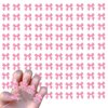 Pink Bow Nail Charm for Women Girl, 100Pcs 3D Nail Decoration Resin Bow Nail Rhinestones Bowknot for DIY Nail Art Accessories