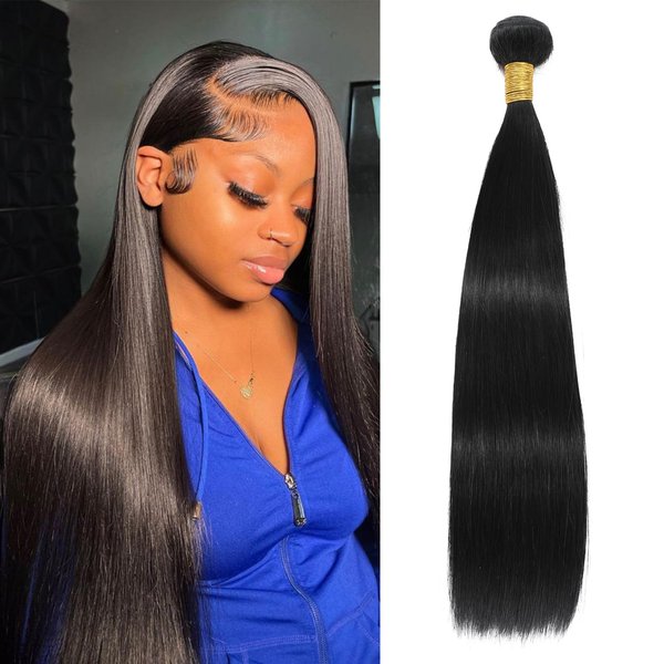 12A Straight Human Hair Bundles 22 Inch Single Bundle Human Hair 100% Unprocessed Brazilian Virgin Weave Bundles Human Hair Extensions Natural Color
