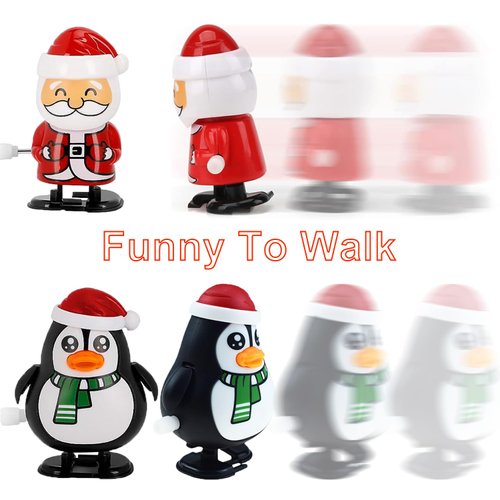 Vicketoy 8 Pack Christmas Wind Up Toys Assortment, Mini Jumping Walking Clockwork Toys for Christmas Party Favors Goody Bag Filler Christmas Stocking Stuffers (#B)