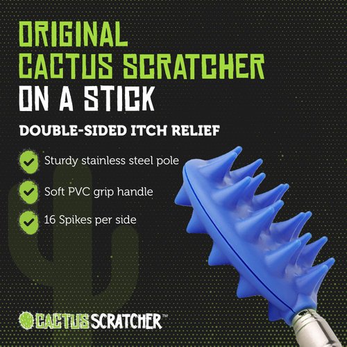 Cactus Scratcher Back Scratcher, Retractable Backscratchers for Men, Women & Kids, One-Hand Itch-Relief Scratchers with Long Handle, Extendable to 24.5 Inches, Original Stick, Blue