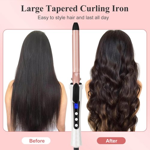 Curling Wand 19mm Professional Ceramic Hair Curling Iron with Clip for Short to Long Hair Styler Curler, Digital Display, Hair Curler Wand with Glove, Dual Voltage
