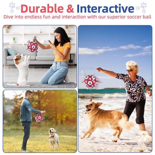 Dog Balls, Interactive Dog Toys for Tug of War, Dog Soccer Ball with 9 Nylon Straps for Indoor Outdoor, Dog Toys for Small Dogs & Medium Gift for Birthday(6 inch)