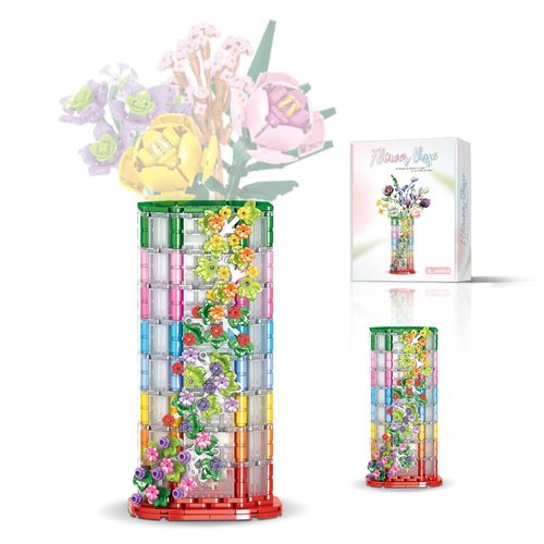 RILATLL 516 Pcs Flower Vase for Adults Building,Transparent Display Stand, Home Decor, Valentines Day for Her, Birthdays and Thanksgiving for Women