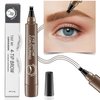 Eyebrow Pen, PreciRise Microblading Eyebrow Pencil with a 4 Micro-Fork Tip and One“8 x 6'' IN Double Sides Practice Skin for Natural Looking Hair-Like Defined Brows, Stays on All Day, Brown