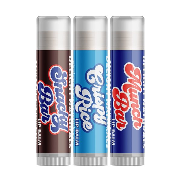 Delight Naturals Sweet Treats Lip Balm Gift Set - Snacky Bar, Crispy Rice, Munch Bar