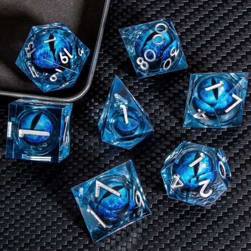 KERWELLSI Beholder's Eye DND Dice, 7 Piece Float Liquid Core D&D Dice Set, Sharp Edge Resin Dungeons and Dragons Dice with Gift Box, Polyhedral Role Playing RPG D and D Dice D20 D12 D10 D8 D6 D4