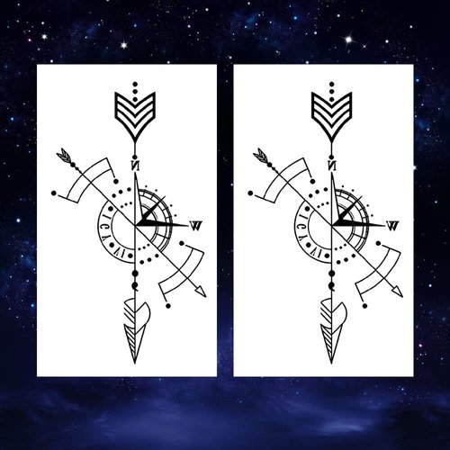 Oottati 2 Sheets Waterproof Small Cute Fake Hand Neck Arm Temporary Tattoos Stickers Arrow Line Compass