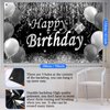 Black and White Party Decorations, Happy Birthday Decorations for Men Women with Photography Backdrop & Tablecloth Balloons Arch Kit Banner Birthday Party Supplies Bday Decor with Table Cover
